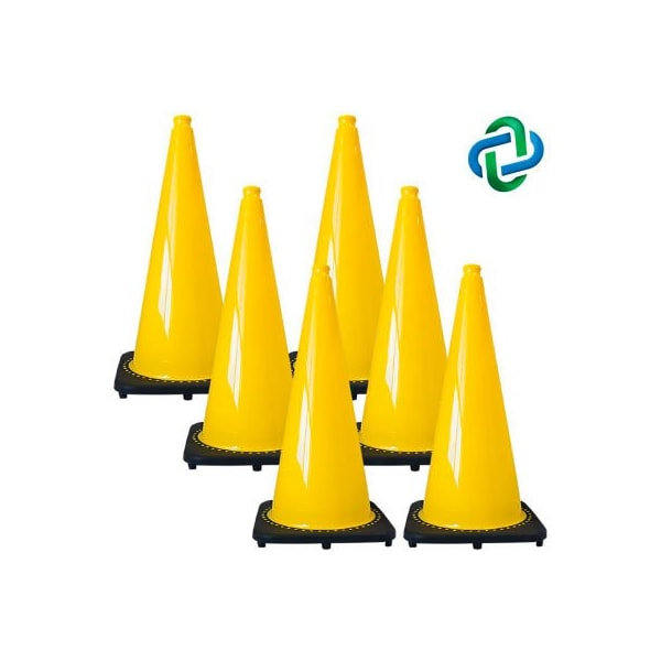 Gec Traffic Cone, PVC, 28 in Height, 7 lb, Yellow 97502-6 - main